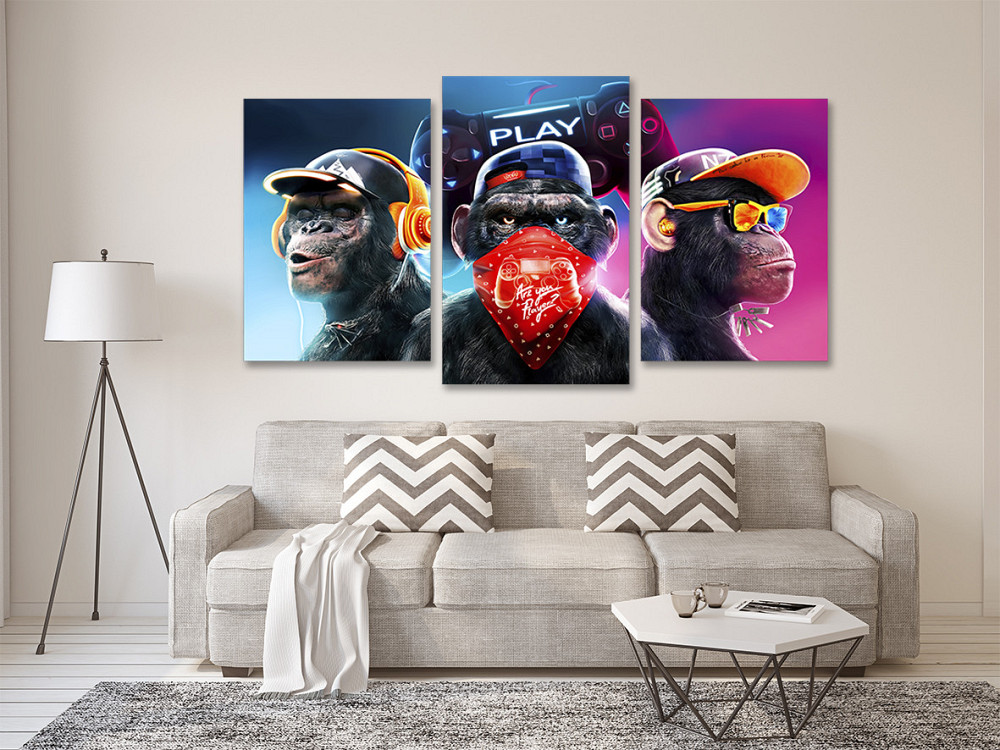 Модульная картина в гостиную / спальню Мавпи кольорові Art-614_3 100x150 см Киев - изображение 2