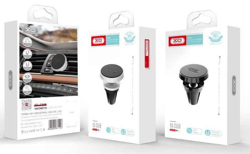 Автотримач XO C55B Air Vent Car Holder Round Magnetic Black (7109735) Київ - фото 2