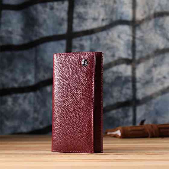 Практичный вертикальный кошелек из натуральной кожи ST Leather 23085 Бордовый Киев