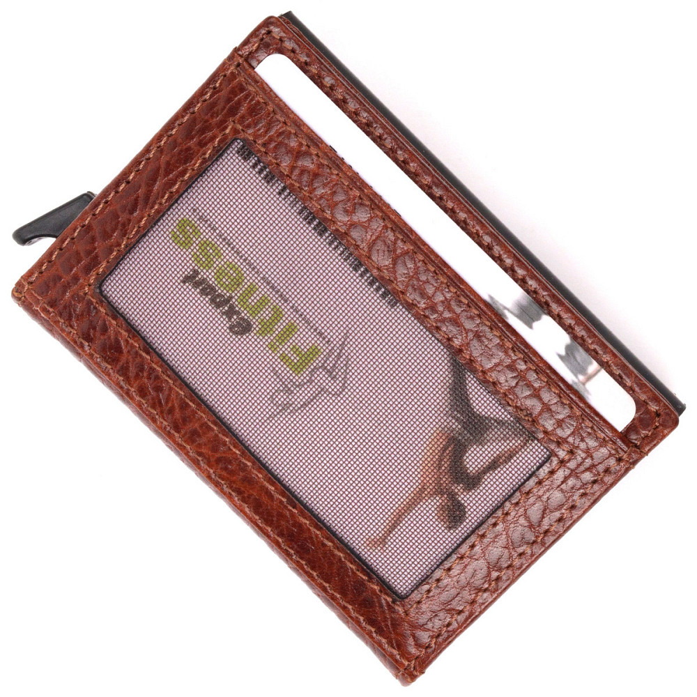 Візитниця з натуральної крупнозернистої шкіри KARYA 20979 Коричневий Київ - фото 4