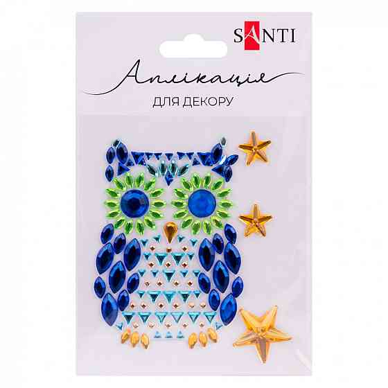 Аплікація "SANTI" 742989 зі страз самоклеючих "Owl" 9,5х8 см, шт Київ