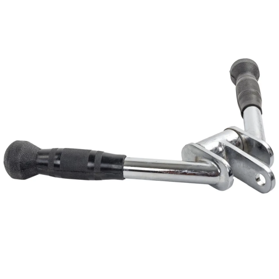 Ручка для верхньої тяги York Fitness V-подібна на трицепс з обертовим підвісом та гумовими рукоятками, хром Киев