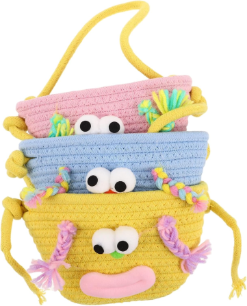 Навесной органайзер для детей | Плетеная корзина для хранения игрушек и аксессуаров, желтая Каменец-Подольский