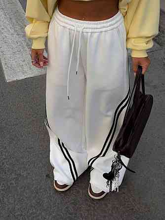 Женские спортивные штаны с лампасами двунитка Молочный, 46/48 Одесса