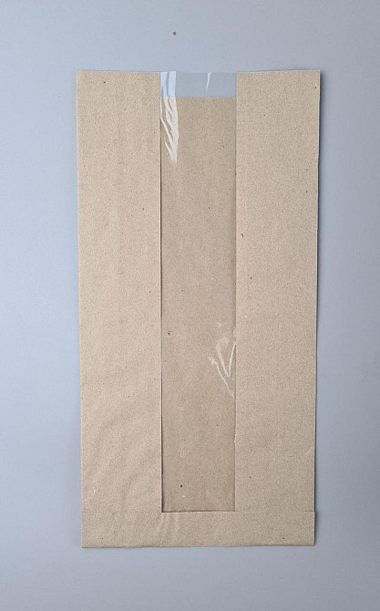 Бумажные пакеты крафт с прозрачным окошком 170х50х340, 40г/м2, окно 50 (100 шт) Харьков - изображение 1