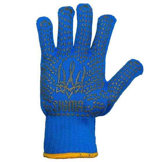 Рукавиці трикотажні з точковим ПВХ-покриттям р10 Тризуб (сині) КРАТНО 12 парам SIGMA (9442621) Київ