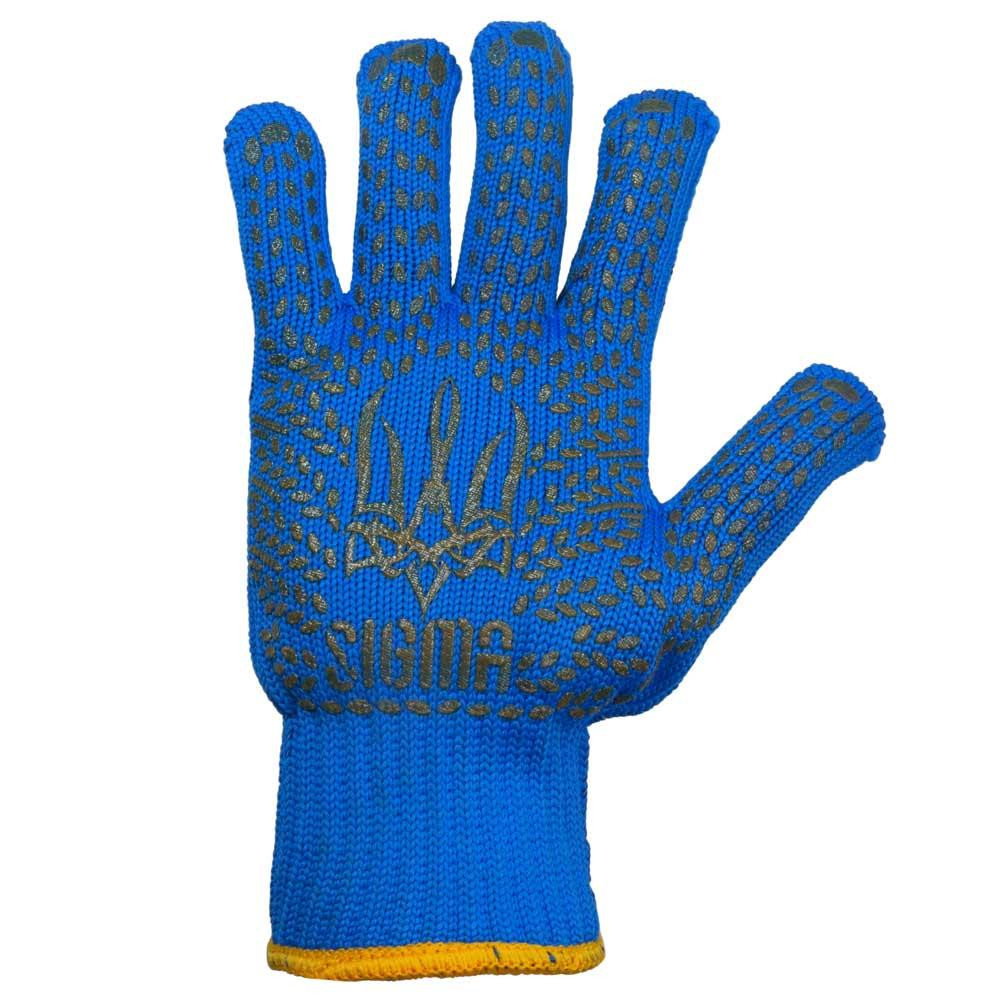 Рукавиці трикотажні з точковим ПВХ-покриттям р10 Тризуб (сині) КРАТНО 12 парам SIGMA (9442621) Київ - фото 4