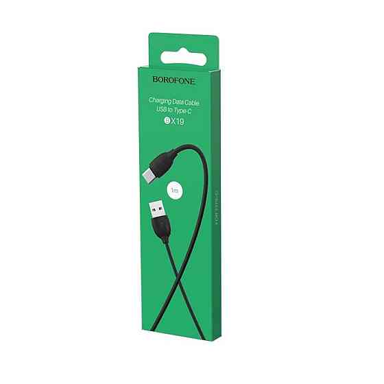 Кабель USB - Type-C BOROFONE BX19 3A 1m PVC TPE конектори колір чорний BX19CB Одеса