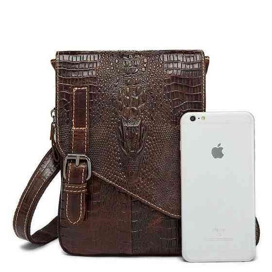 Сумка-мессенджер тиснение под экзотику Vintage 20038 Коричневая Киев