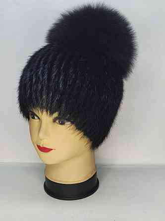 Шапка женская меховая фонарик Агата Черный Харьков