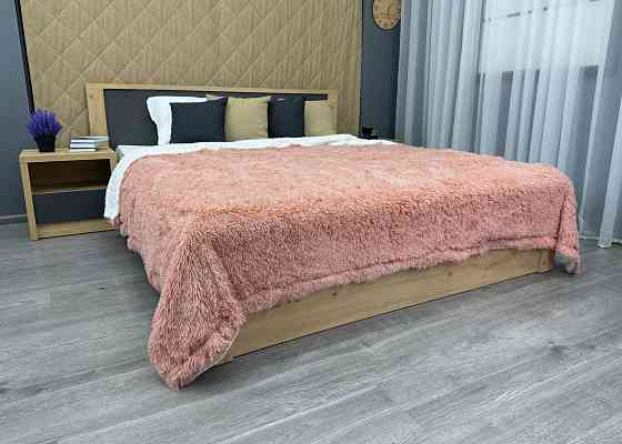 Плед-покривало 200х230 см (+-10см) Травка на овчині колір персиковий з білим (87-214) Київ