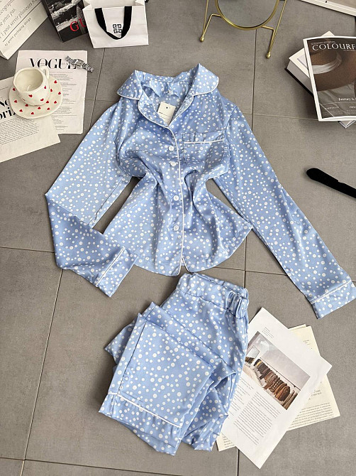 Жіночий стильний домашній костюм-двійка турецький шовк Блакитний, 42/44 Одеса - фото 1