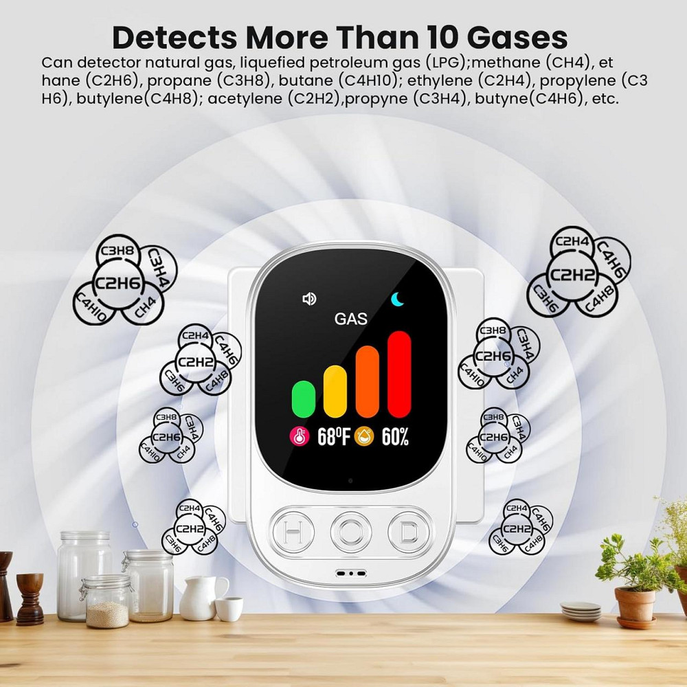 Детектор витоку газу LSENLTY з температурою і вологостю, сигналізатор витоку метану, пропану, газу LPG, LNG Київ - фото 4