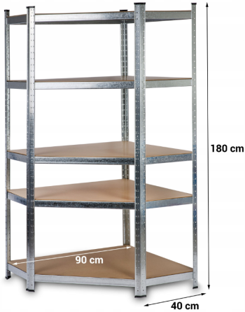 Стелаж металевий поличний кутовий Humberg 180 x 90 x 40 см (HR-817) Київ