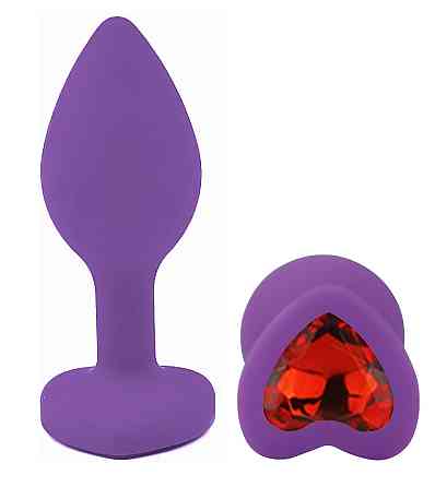 Силиконовая анальная пробка EGZO - Silicone Violet Heart Plug Red, size S Sex Aura Киев