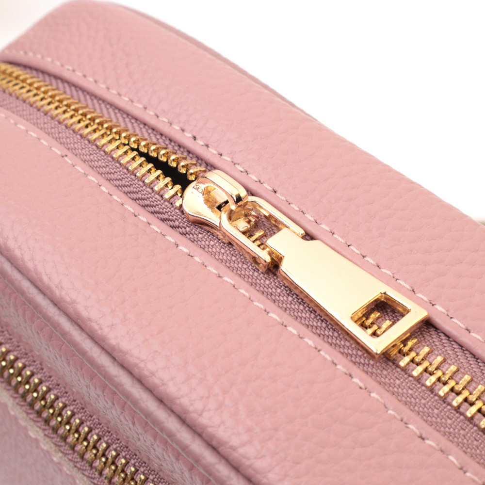 Красива стьобана жіноча сумка з натуральної шкіри Vintage 22614 Рожева Київ - фото 8