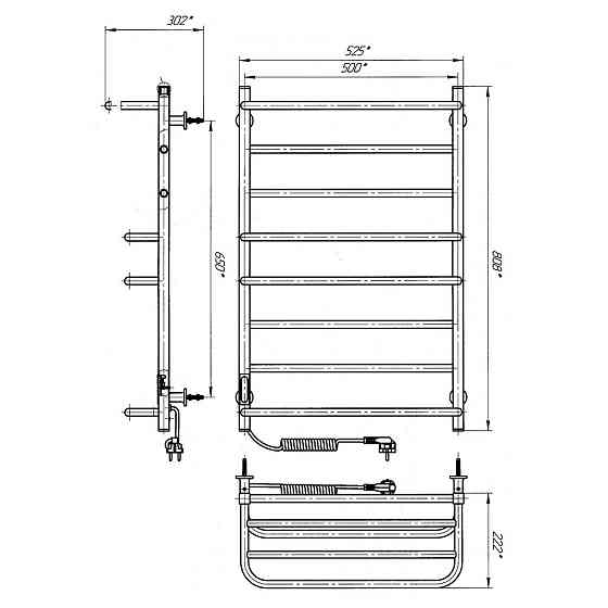 Електрична рушникосушка Laris Зебра Комфорт ЧФ8 500Х800 Е з полицею білий R3 Київ