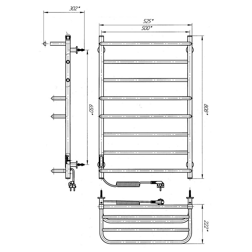Електрична рушникосушка Laris Зебра Комфорт ЧФ8 500Х800 Е з полицею білий R3 Київ - фото 6
