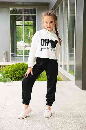 Костюм спортивный для девочек, молочный, двухнитка, топ Крохатушка одяг Киев