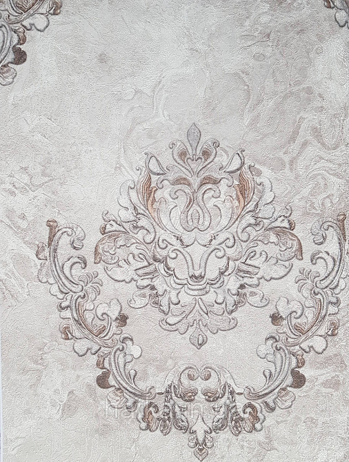 Шпалери вінілові на флізеліні гарячого тиснення DU&KA 1.06х10 вензель основа під штукатурку сірі коричневі Київ - фото 1