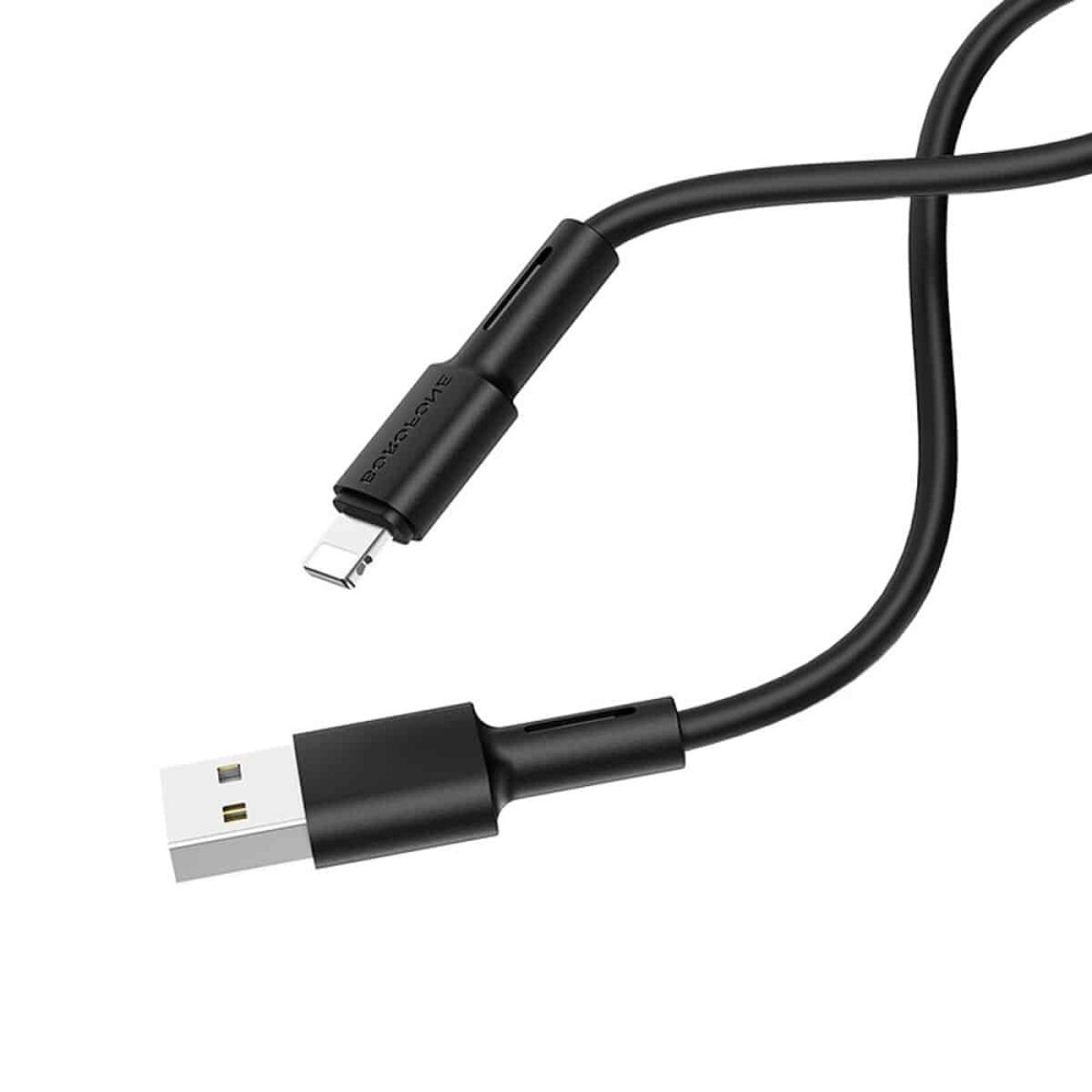 Кабель BOROFONE BX31 USB to iP 2.4A, 1m, silicone, TPE connectors, Black Киев - изображение 1