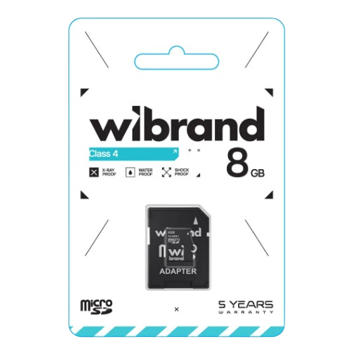 Карта пам'яті microSDHC 8Гб Сlass 4 Wibrand + adapter SD Житомир