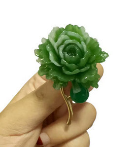 Брошка нефритова для одягу Півонія Київ - фото 1