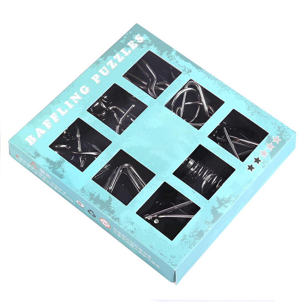 Металлические головоломки Монтессори RESTEQ — набор из 9 штук в коробке для развития логики, моторики и концентрации внимания у Киев - изображение 1