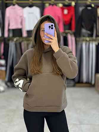 Женская стильная комфортная теплая худая турецкая трехнить на флисе Коричневый, 42/44 Одесса