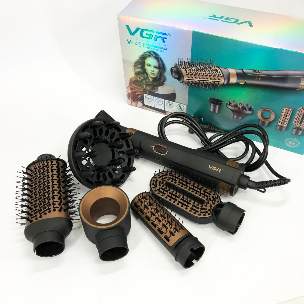 Фени для сушіння волосся VGR, Стайлер-фен-гребінець для волосся, Портативний фен з насадками ZG-98 Львів - фото 14