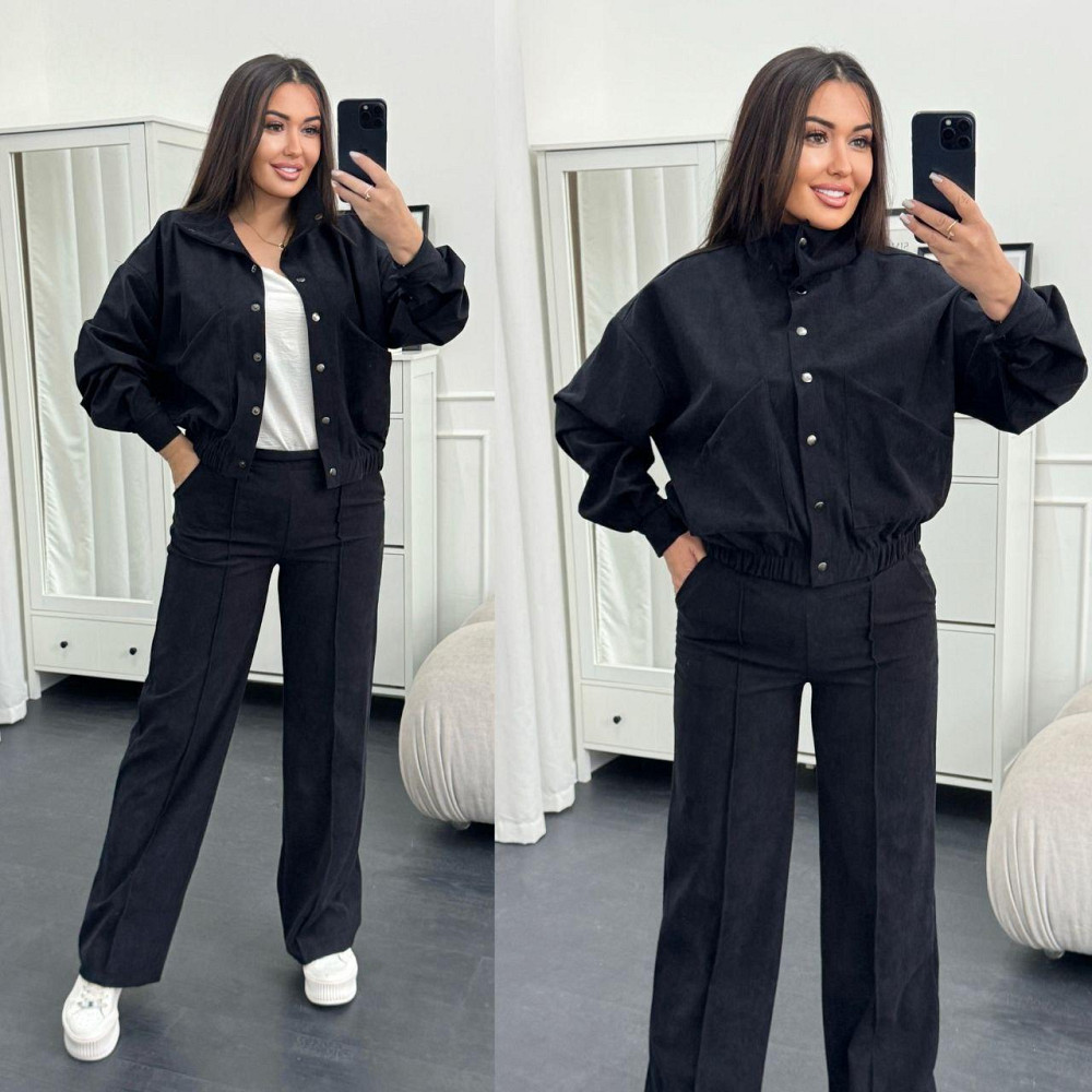 Женский стильный повседневный костюм двойка бомбер+брюки Темно-синий, 50/52 Одесса - изображение 8