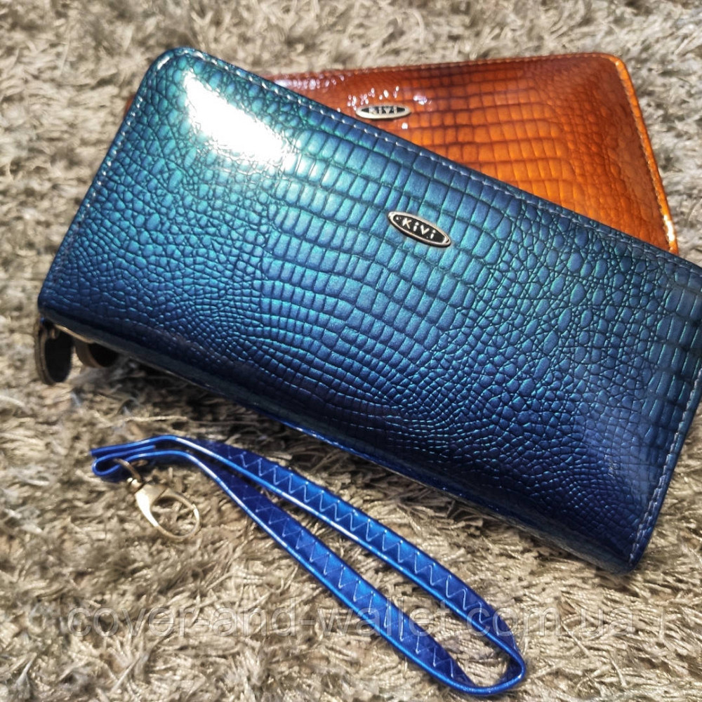 Стильний жіночий гаманець на блискавці синього кольору Kivi Київ - фото 3