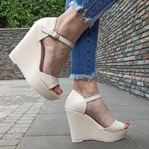 Жіночі Сандалії Босоніжки на Танкетці Платформа Бежеві Літні (розміри: 35,36,37,38,39,40) - 44 Дніпро - фото 8