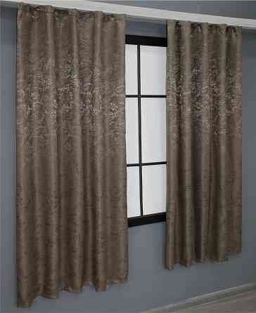 Комплект коротких штор VR-Textil Льон мармур Pavliani № 1372ш 130х170 см 2 шт Какао (35-0062) Київ
