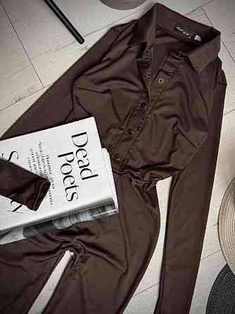 Женский стильный повседневный эластичный комбинезон из качественного плотного микродайвинга Шоколад, 44/46 Одесса