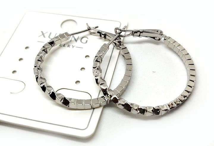 Серьги женские кольца серебристые Киев - изображение 1