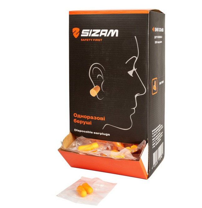 Sizam беруші протишумові одноразові зі шнурком 200 пар SNR 30 dB / SM 1280 арт. 35021 Рівне - фото 3