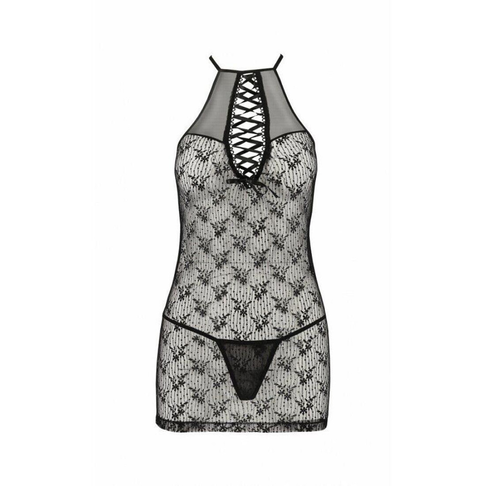 Полупрозрачная Сорочка Passion AZALIA CHEMISE XXL/XXXL, black Sex Aura Киев - изображение 5