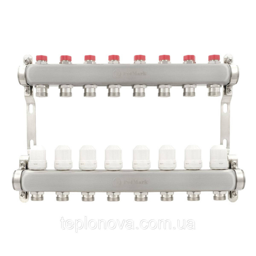 Колектор нержавійка на 8 пар виходів  "Polmark" для теплої підлоги та радіаторів Чернівці - фото 8