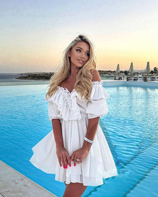 Женское нежное воздушное мини платье с пышной юбочкой креп шифон Белый Одесса - изображение 1