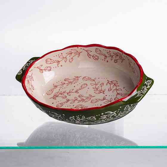 Форма для запікання Vintage 25×15×5 (см) овальна з ручками Зелена HM05-01 Коломия