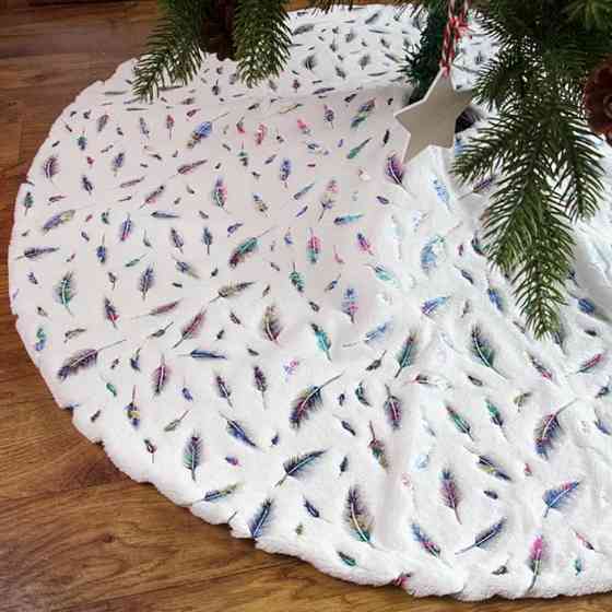 Коврик под елку с перышкам 90 см бело-разноцветный Киев