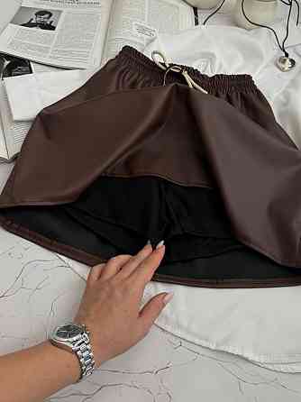 Женская базовая мини юбка на резинке эко-кожа + вискоза Шоколад, 42/44 Одесса