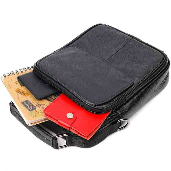 Практичный мужской мессенджер из натуральной кожи Черный (Vintage) Киев