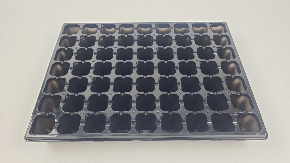 Кассета для рассады 43,5*32,5* 5,5 пластиковая  на 63 V-ячеек-74 см3(ячейка 35мм*35мм*50мм) (1 шт) Харьков - изображение 1