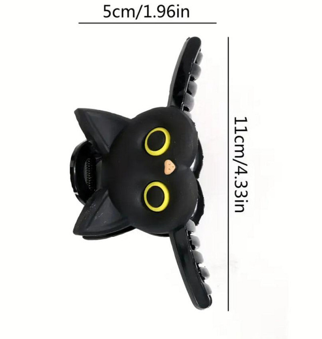 Заколка для волос «Чёрный кот» — шпилька-клипса с мордочкой кота Киев - изображение 5