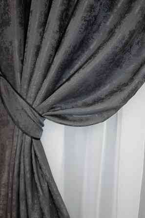 Комплект штор на люверсах VR-Textil Жакард Sultan YL № 1211ш Графітовий 150х250 см 2 шт (37-0004) Київ