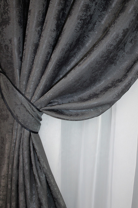 Комплект штор на люверсах VR-Textil Жакард Sultan YL № 1211ш Графітовий 150х250 см 2 шт (37-0004) Київ - фото 4