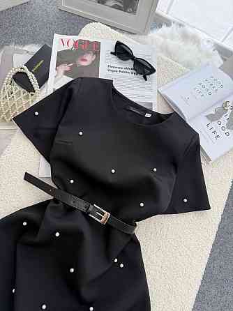 Жіноче романтичне плаття з перлинами та натуральним пір'ям креп костюмка 50/52 Одеса