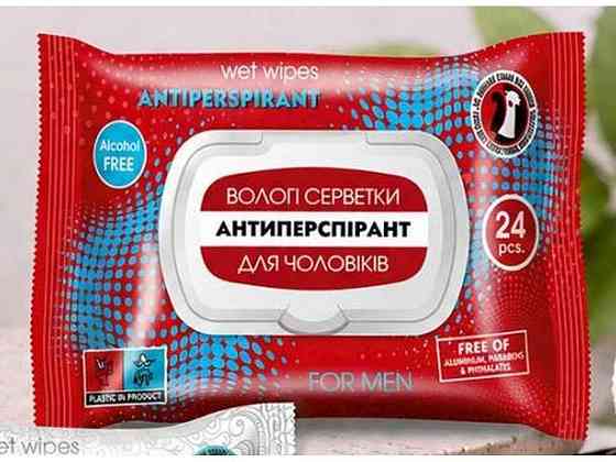 Вологі серветки-антиперспірант 24шт для чоловіків for Men ТМ МІ МІ Київ